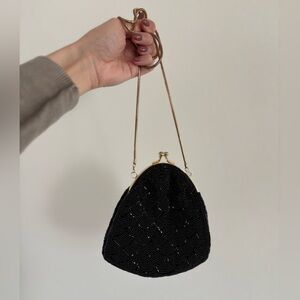 Elegant Black Beaded Evening Bag